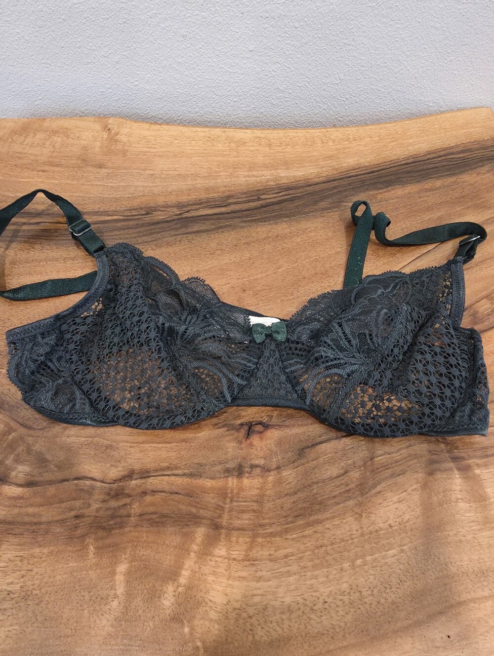 Oscar de la Renta Vintage Forest Green Lace Bra